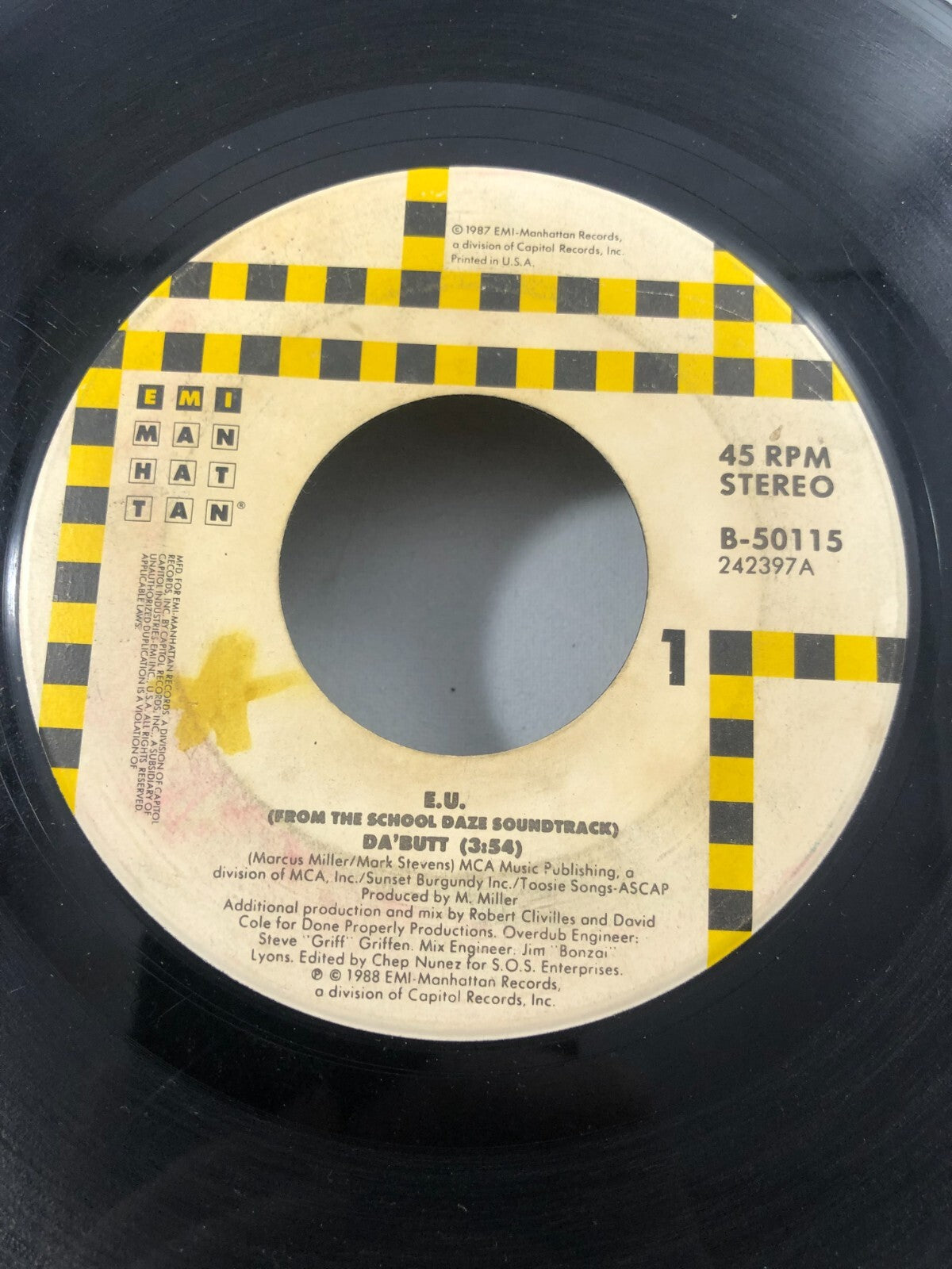 E.U. : Da'Butt (from School Daze Soundtrack) / Da'Butt (Dub 1), 45 RPM g+