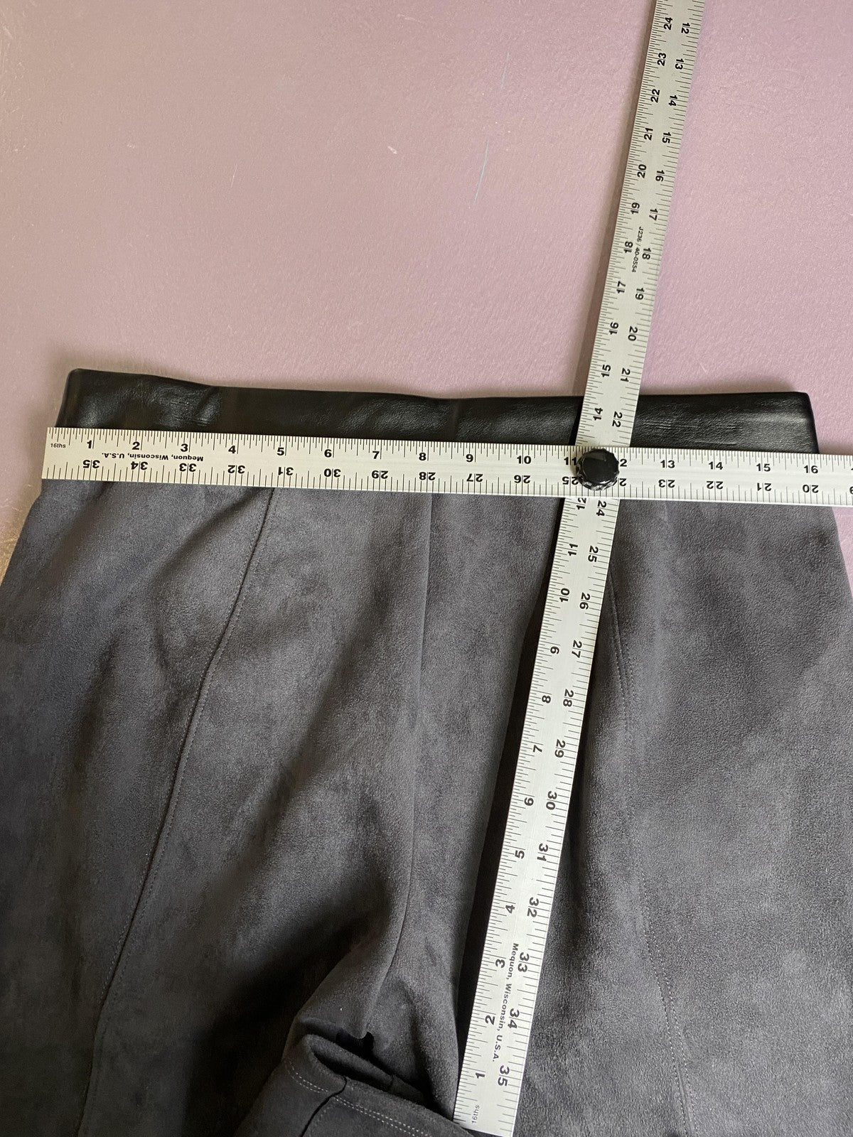 White House Black Market Leggings Womens 10 Gray Faux Suede High Rise Ankle