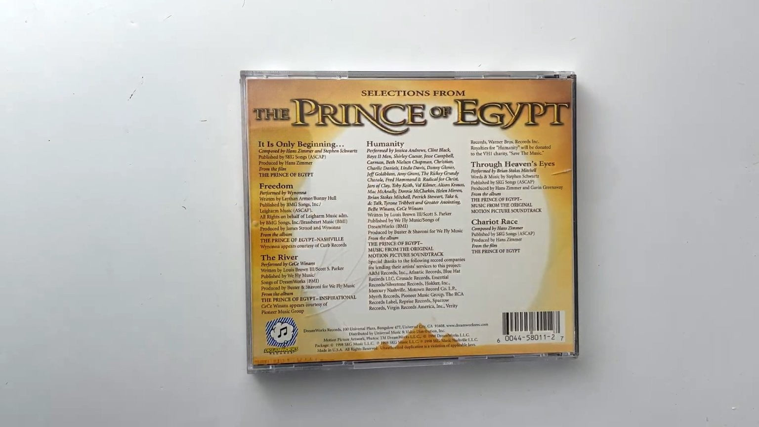 Selections From The Prince of Egypt CD 1998 Collector's Edition Soundtrack