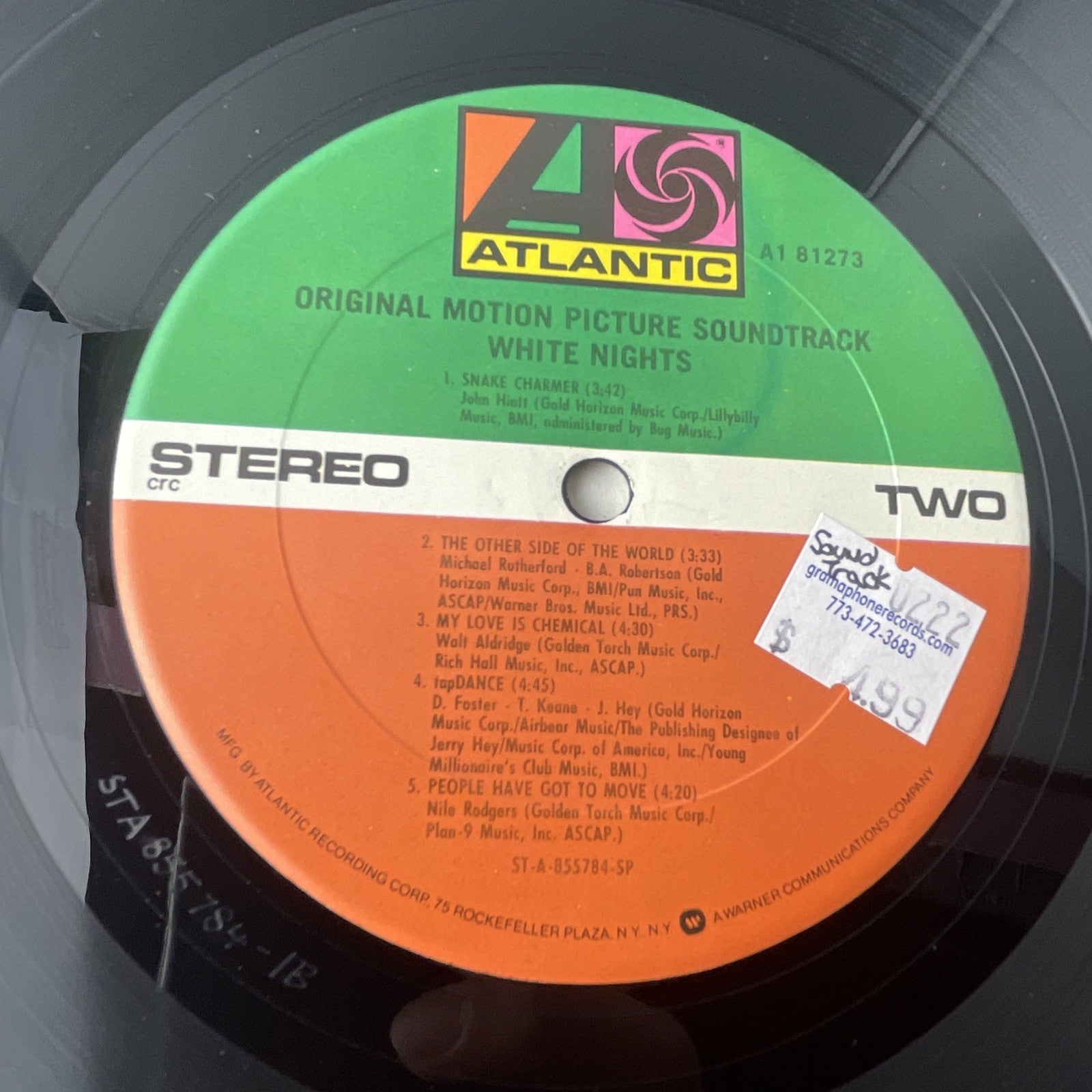 WHITE NIGHTS SOUNDTRACK OST  VINYL LP RECORD 1985 ATLANTIC