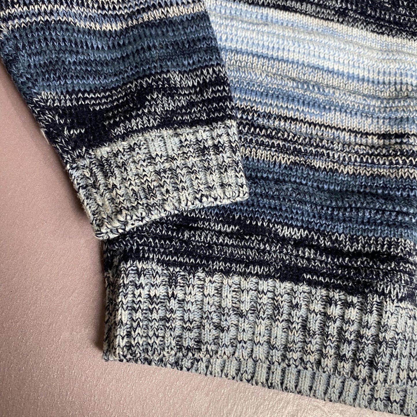 Southpole Sweater Mens Small Blue Gray Striped Knit Pullover Crewneck Korea