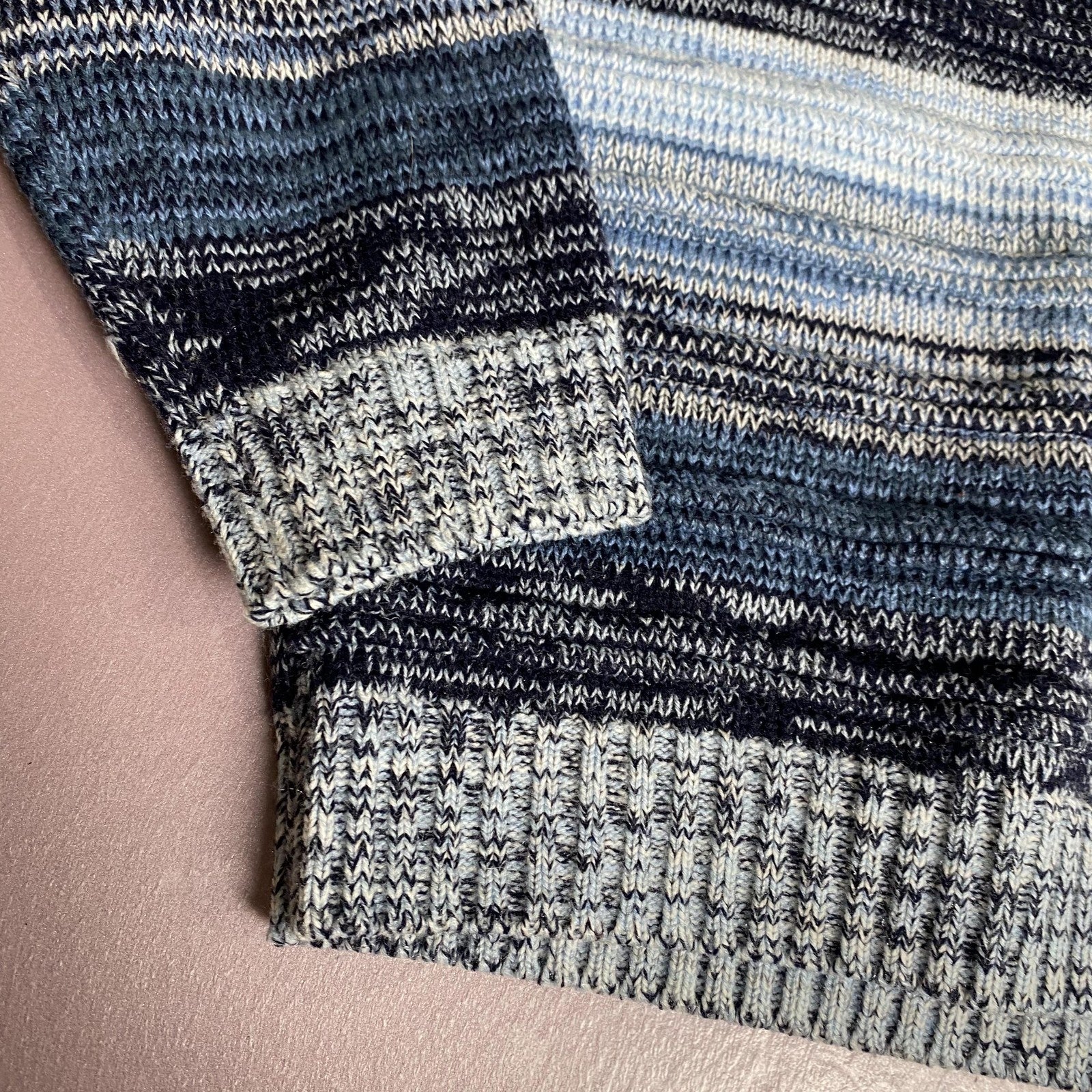 Southpole Sweater Mens Small Blue Gray Striped Knit Pullover Crewneck Korea