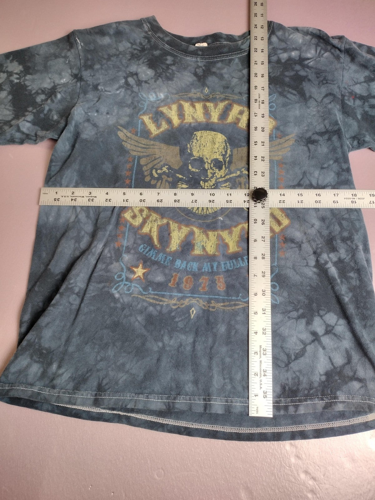 Lynyrd Skynyrd Shirt Youth Large Black Gray Tie Dye Band Rock Graphic Skull