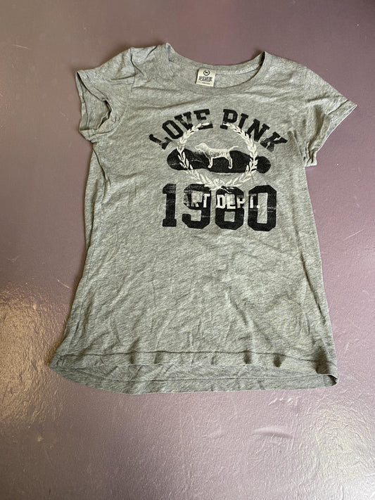 PINK Victoria's Secret Shirt Womens Large Gray Love Pink Make Art Not War Tee