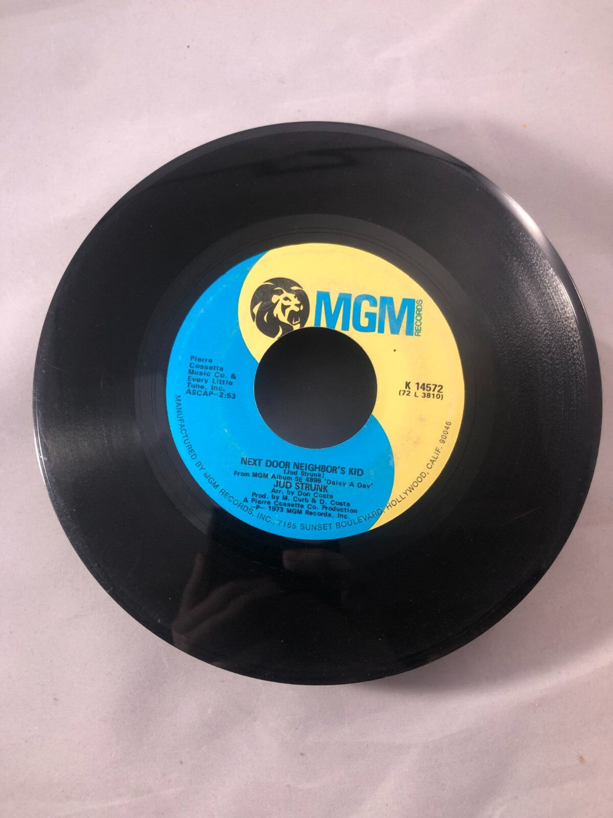 Jud Strunk Next Door Neighbor's Kid /I'd Prefer to do it all Again 7" 45 MGM VG