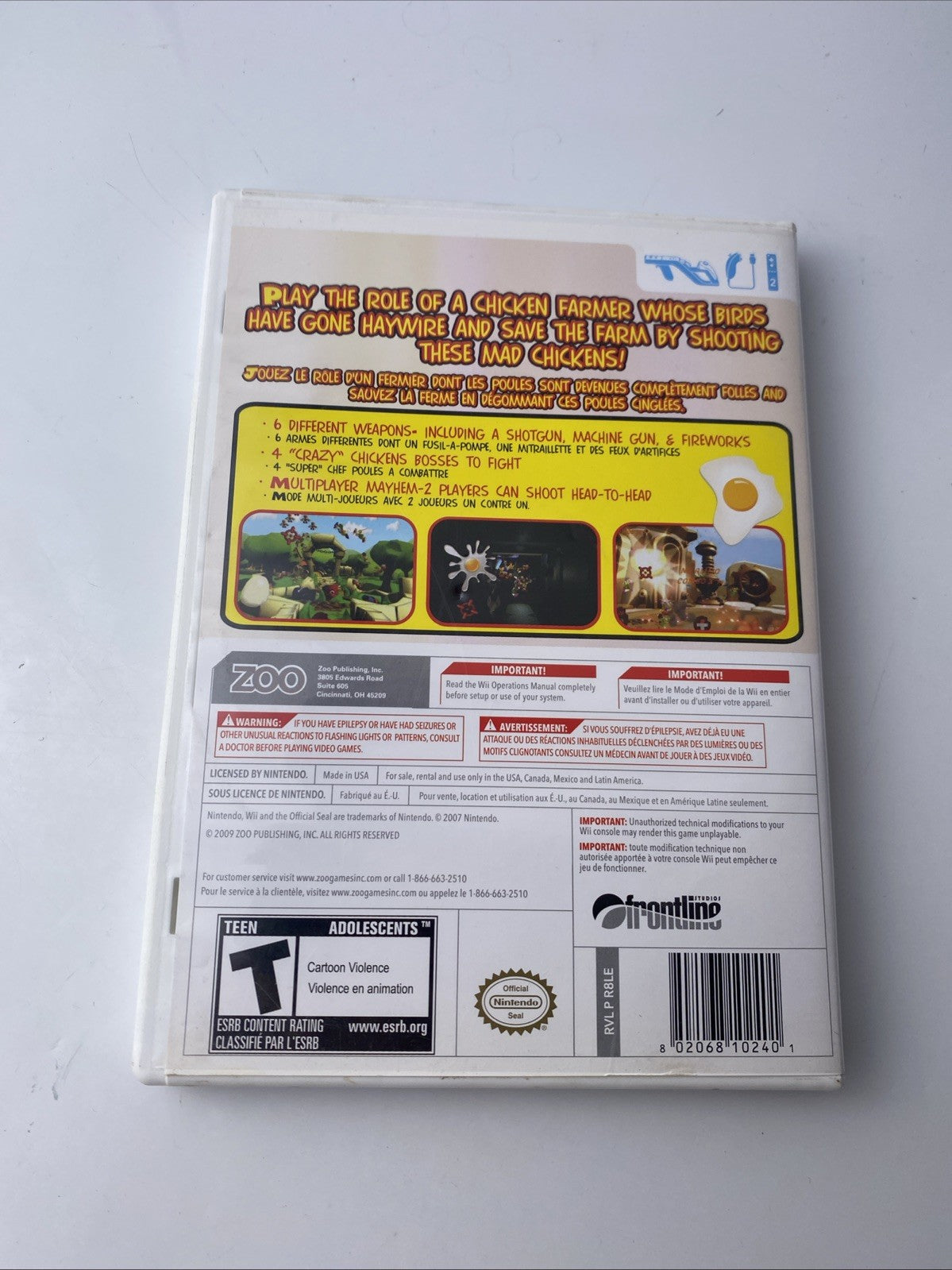 Chicken Blaster Nintendo Wii Tested and Working with Manual