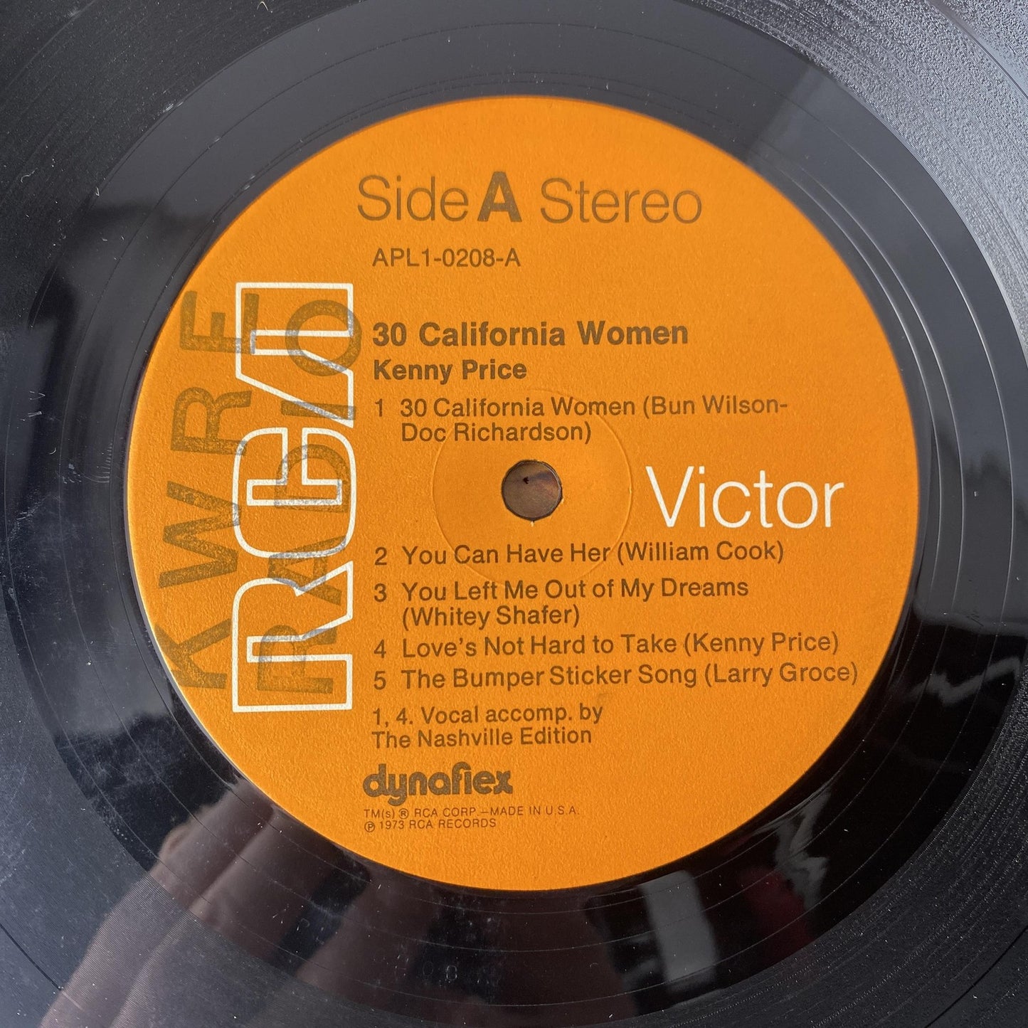 Vintage Kenny Price 30 California Women 12" Vinyl LP 1973 RCA Country Promo