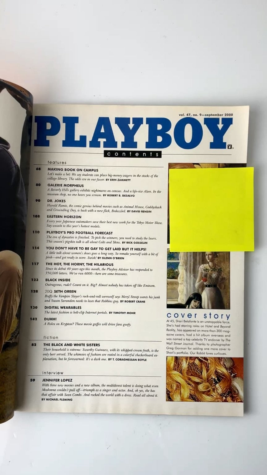 Playboy September 2000 Shari Belafonte Jennifer Lopez Interview