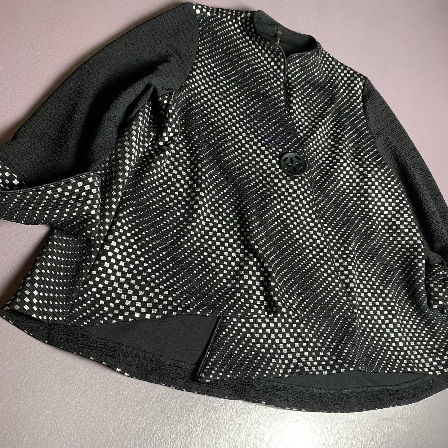 IC by Connie K Jacket Womens XL(see blue stain Textured Geometric Button Up Chic