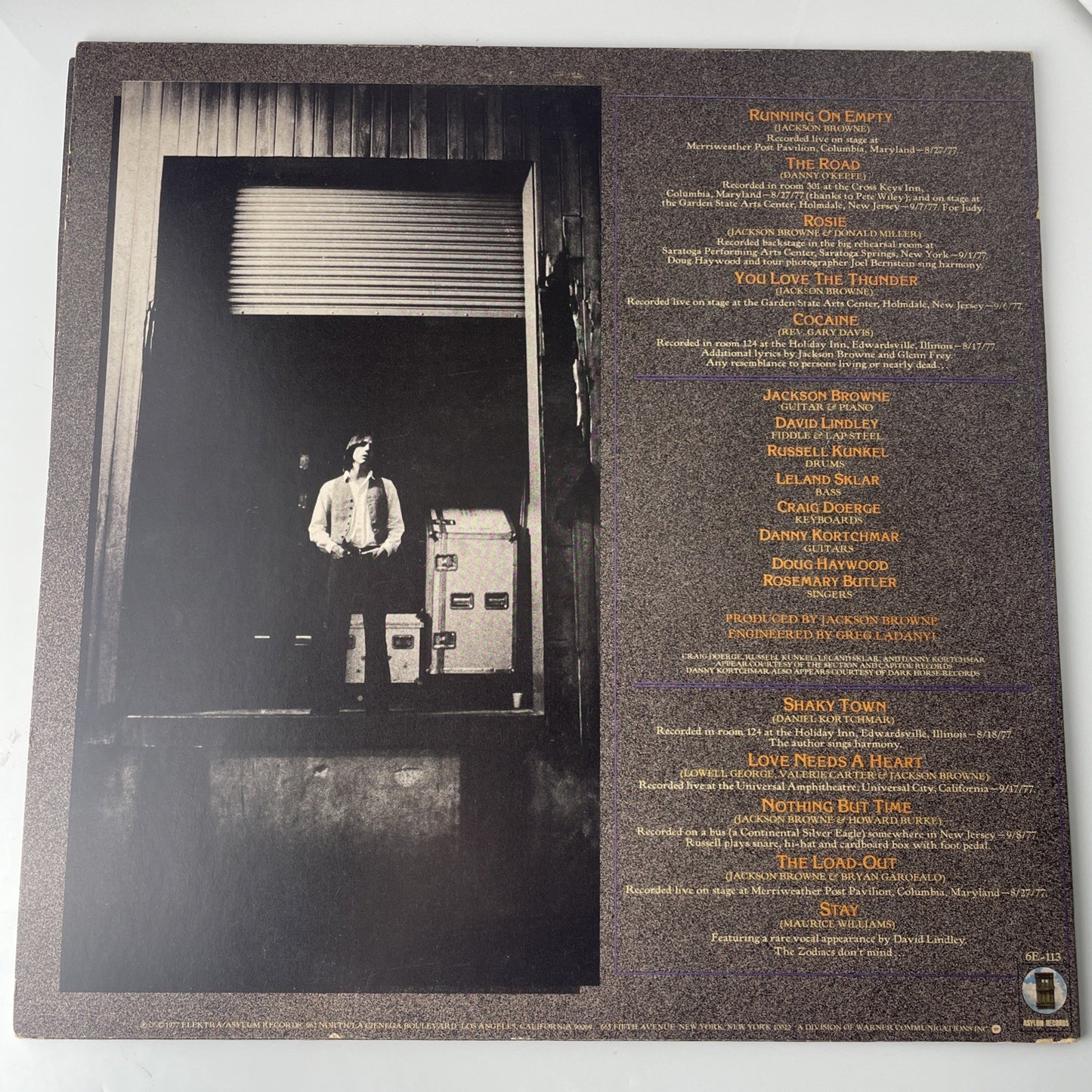 Jackson Browne - Running On Empty - 1977 Vinyl LP - Asylum 6E113 Poster Included