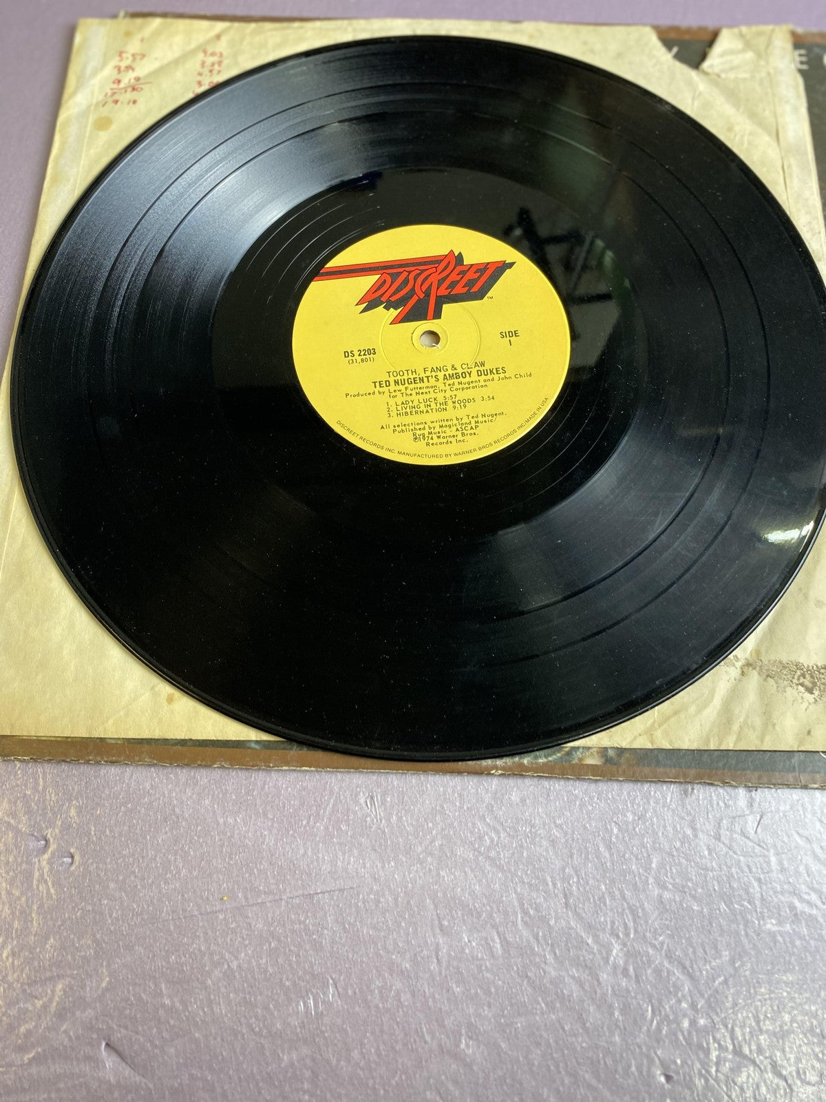 Vintage Ted Nugent's Amboy Dukes Tooth Fang & Claw Vinyl LP 1974 DiscReet Rock