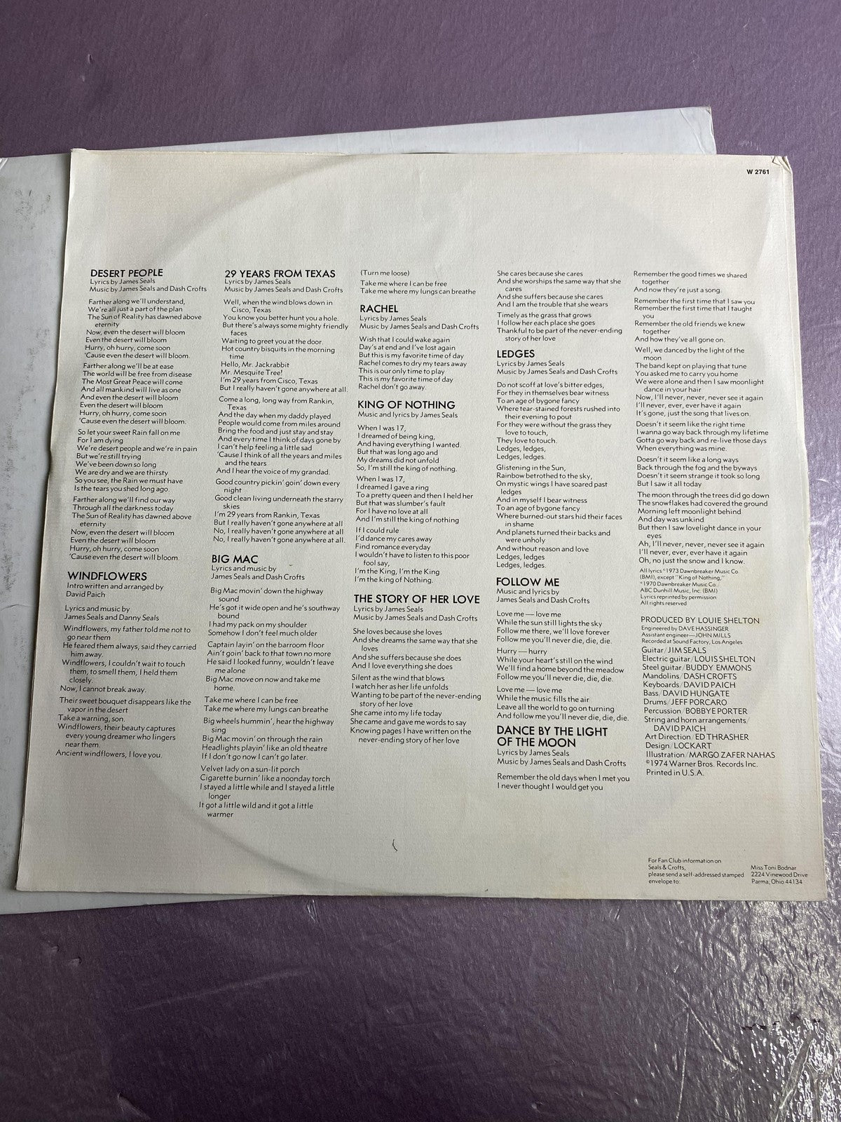 Vintage Seals & Crofts Unborn Child 12" Vinyl LP 1974 Warner Soft Folk Rock