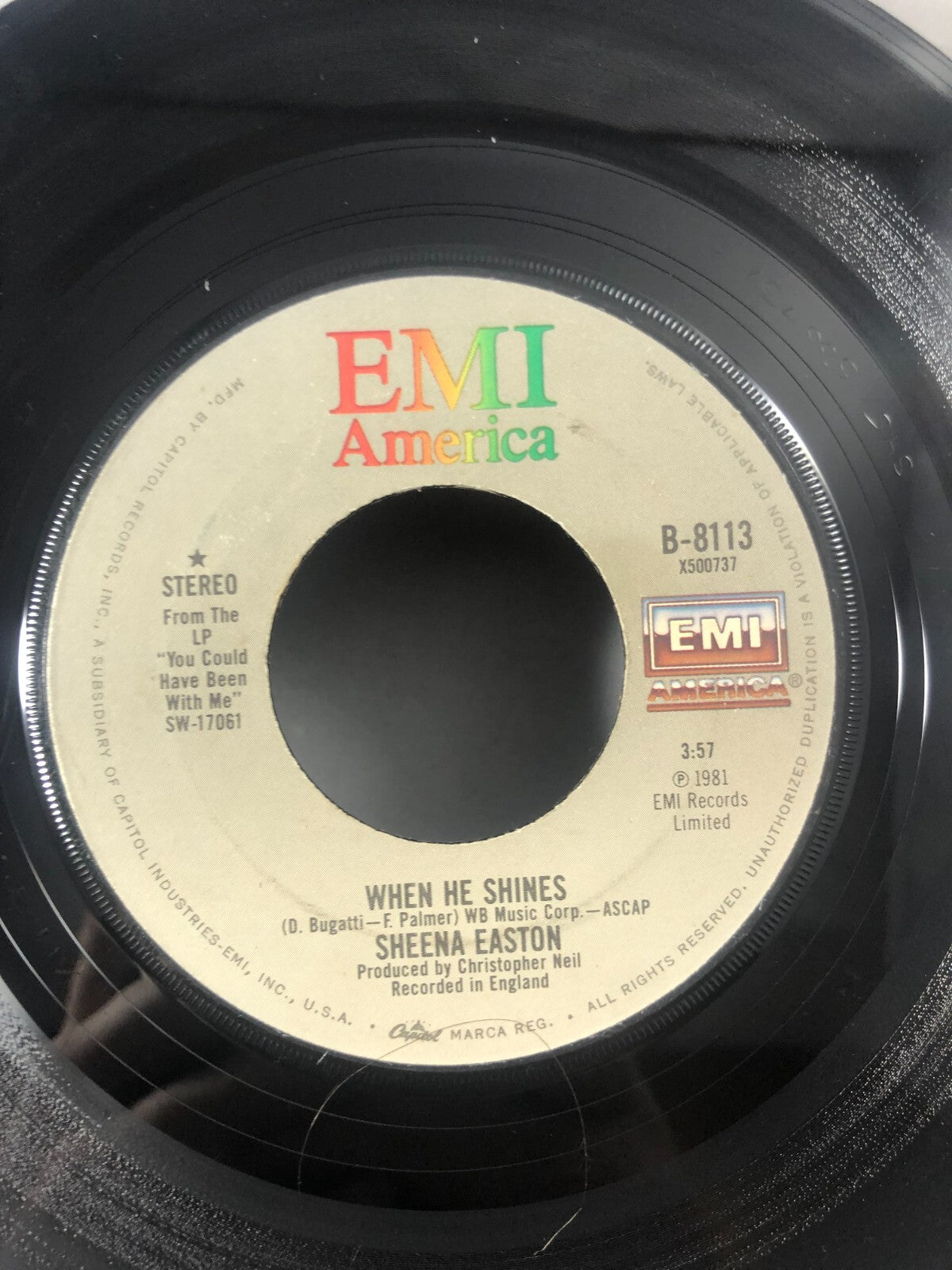 SHEENA EASTON When He Shines 45 7" POP ROCK Record Vinyl Records 1982 VG