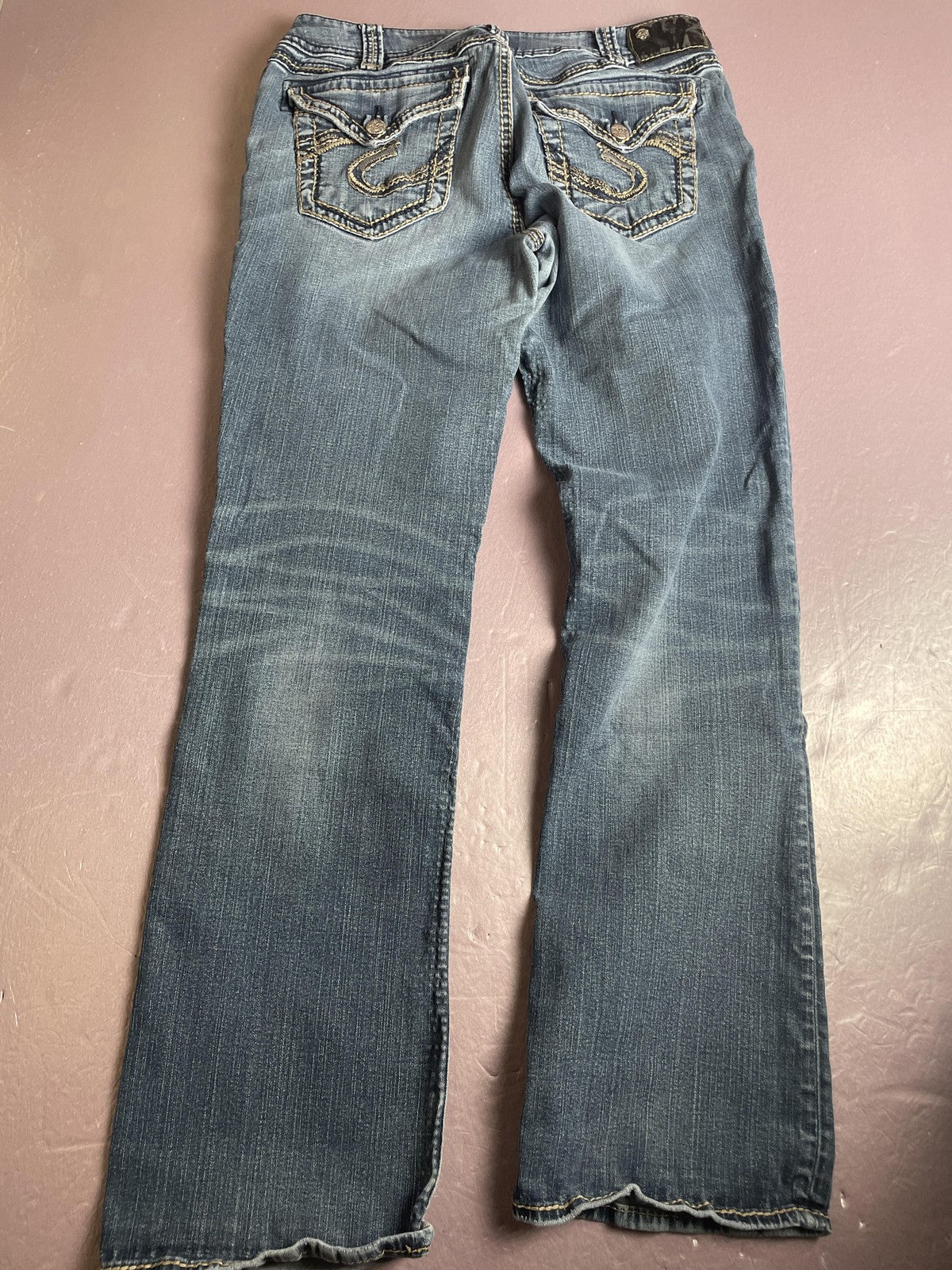 Silver Jeans Co. Jeans Womens W31/L31 Blue Suki Mid Slim Boot Denim Embroidered