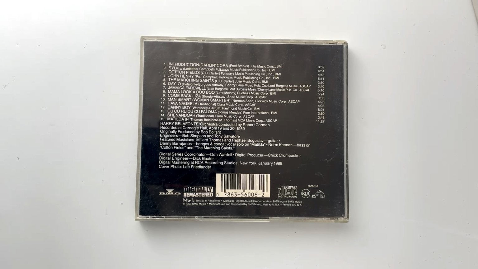 Harry Belafonte - Belafonte at Carnegie Hall CD 1959 Digitally Remastered Folk