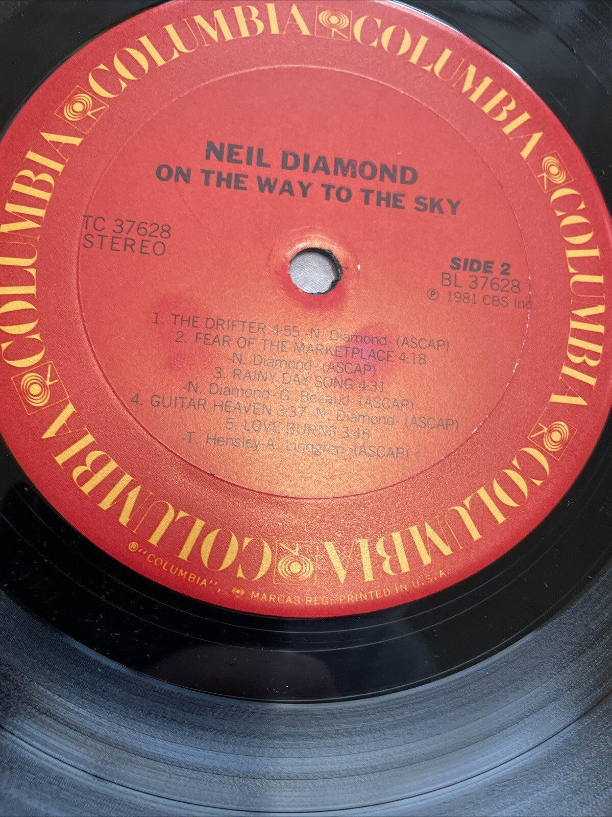 PROMO Neil Diamond - On The Way To The Sky Vinyl LP 1981 Columbia Records VG
