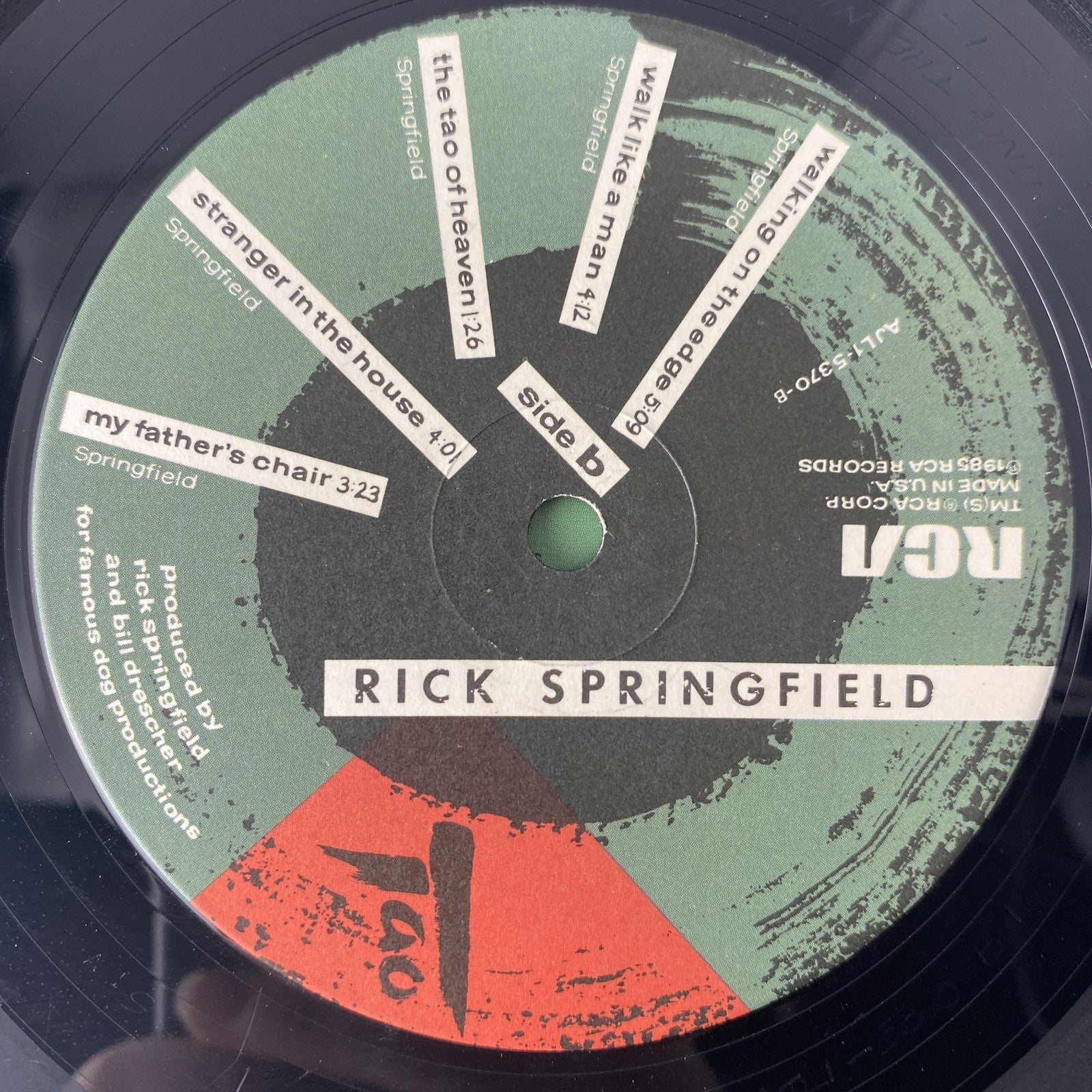 Vintage Rick Springfield Tao 12" Black Vinyl LP 1985 RCA Pop Rock Album