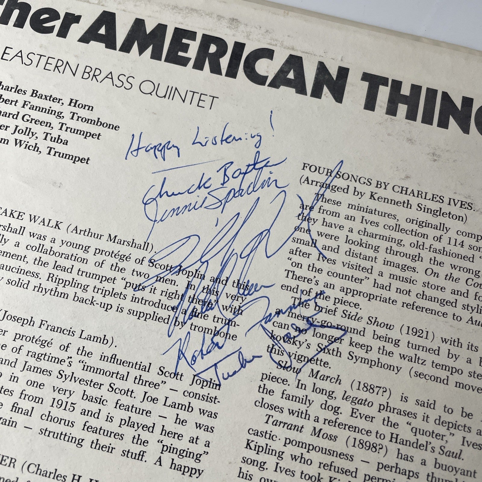 Signed!!! EASTERN BRASS QUINTET Rags & American Things KLAVIER 1975 Vinyl LP NM