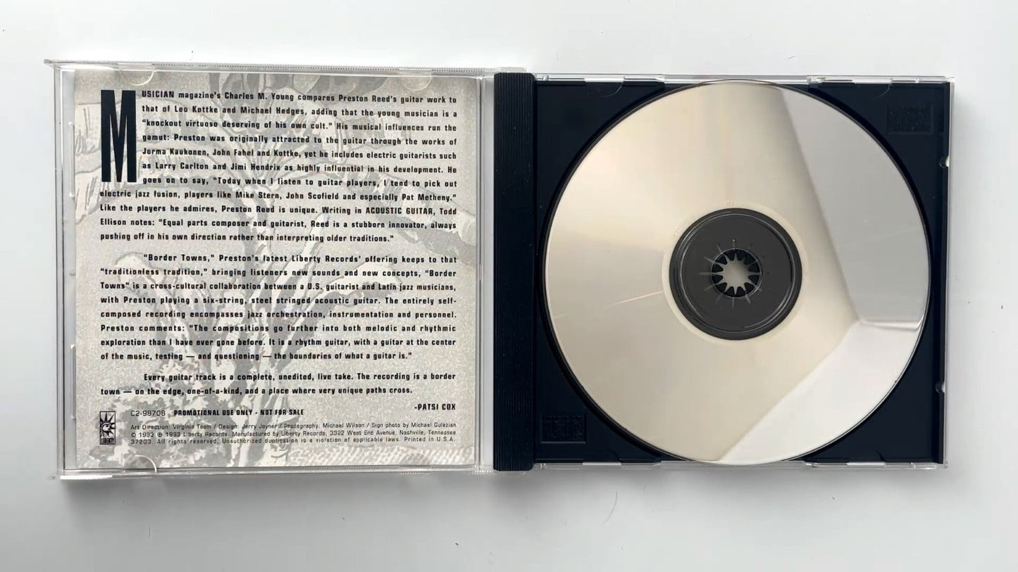 Preston Reed - Border Towns CD 1993 Promo Jazz Acoustic Liberty