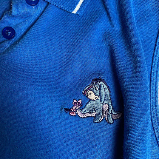 Disney Shirt Womens Large Blue Sleeveless Polo Eeyore Embroidered Winnie Pooh