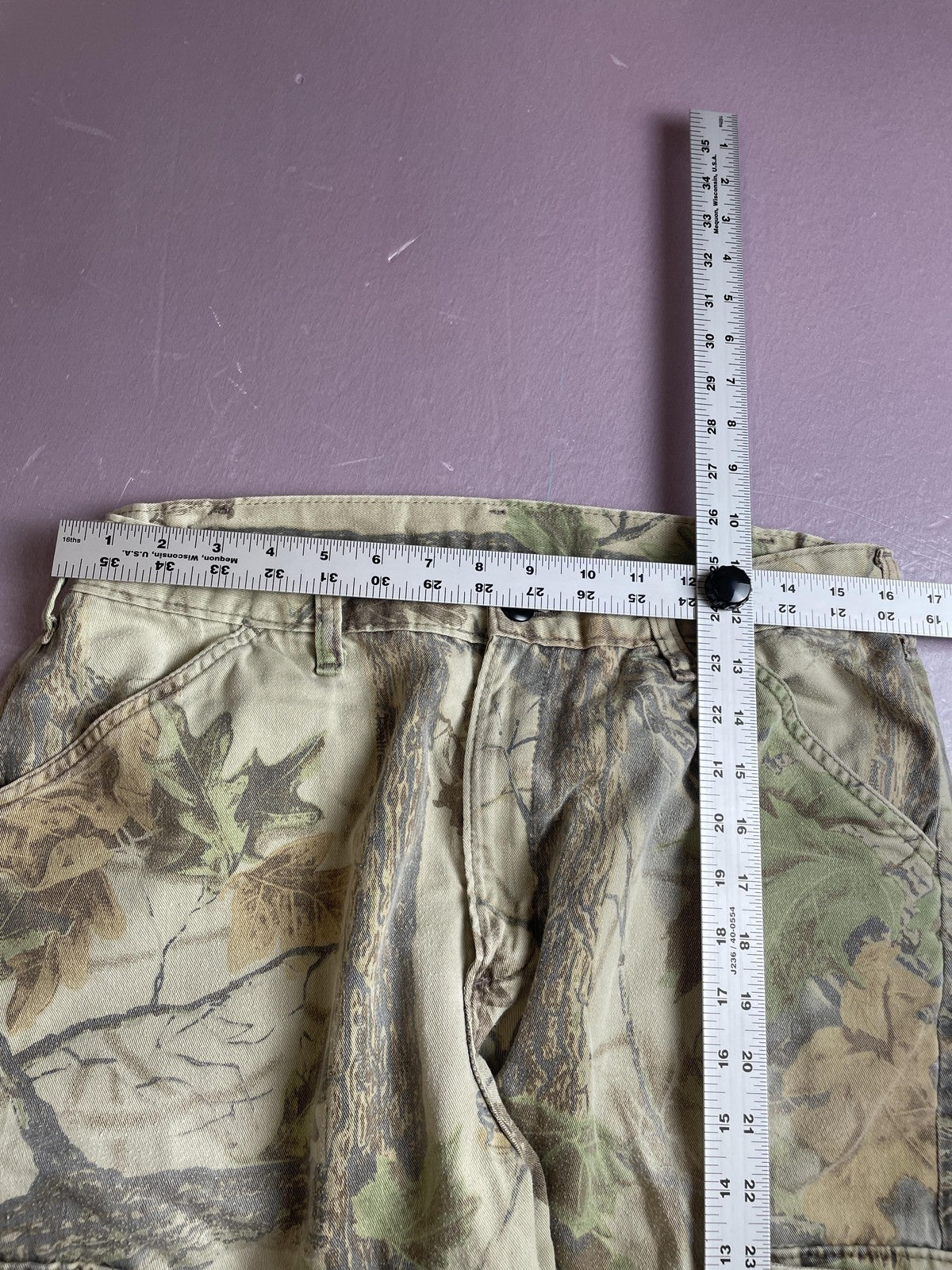 Camo Cargo Pants Mens 31x30 Green Woodland Drawstring Hem Hunting Outdoor