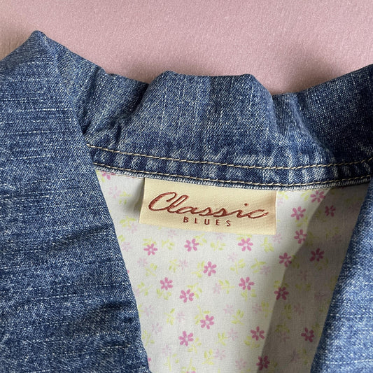 Classic Blues Denim Jacket Womens Medium Blue Jean Trucker Western Button Up