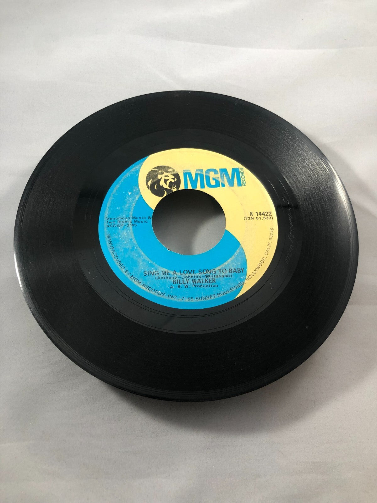Billy Walker - Sing Me a Love Song to Baby - MGM (45RPM 7”)