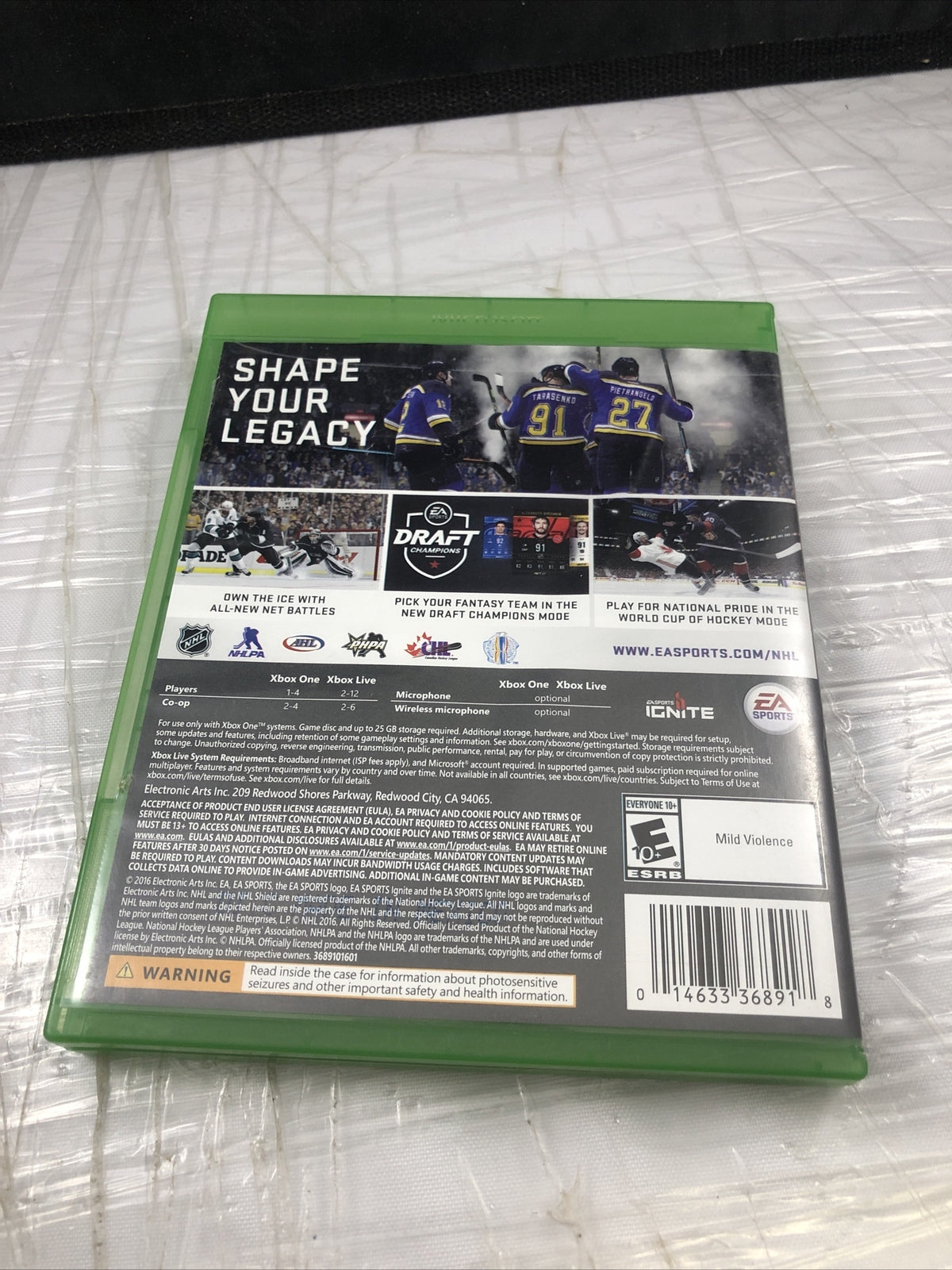 NHL 17 (Microsoft Xbox One, 2016) Hockey Game World Cup