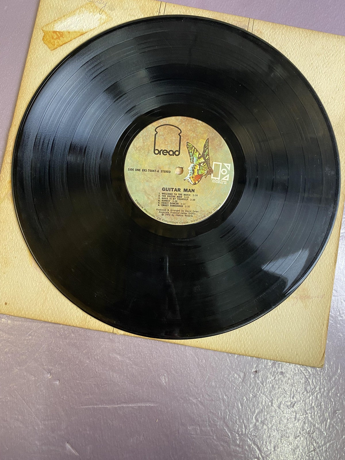 Vintage Bread Guitar Man 12" Black Vinyl LP 1972 Elektra Soft Rock Pop Album