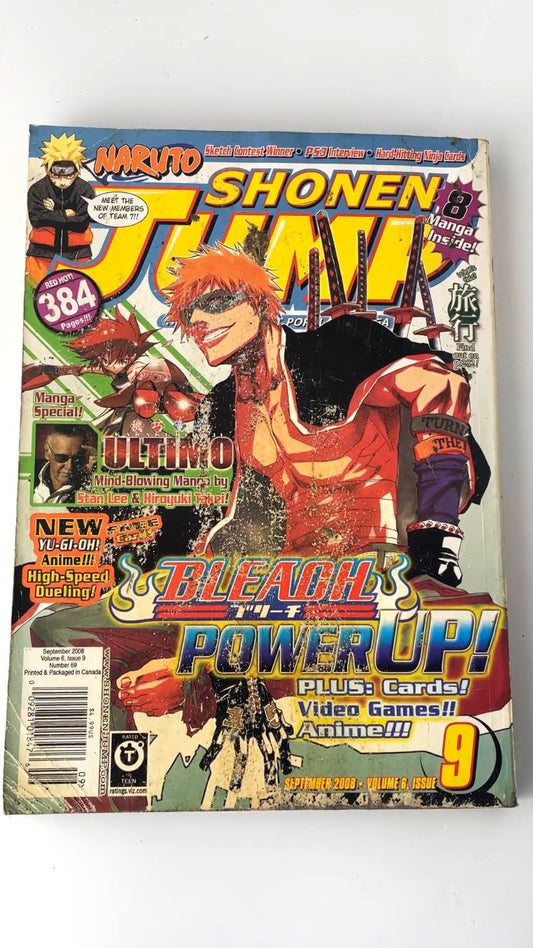 Shonen Jump September 2008 Volume 6 Issue 9 Bleach Naruto Manga WITH CARD