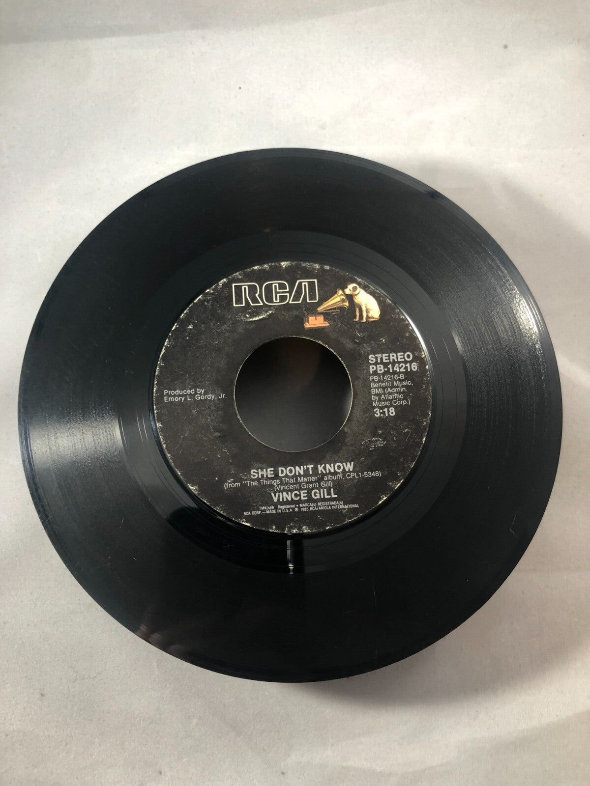 Vince Gill Oklahoma Borderline / She Don't Know Record 45 RPM Vinyl G