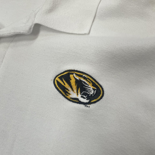 Missouri Tigers Shirt Mens Large White NCAA College Football Polo Short Sleeve