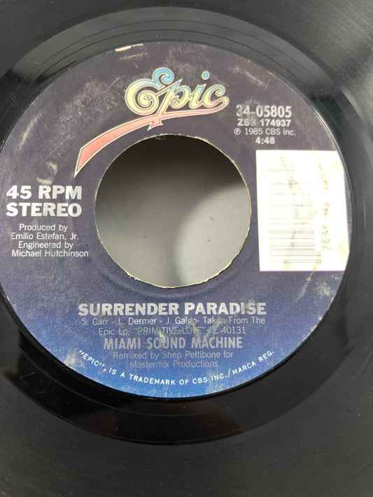 MIAMI SOUND MACHINE - BAD BOY / Surrender Paradise - 45 WPS - VG