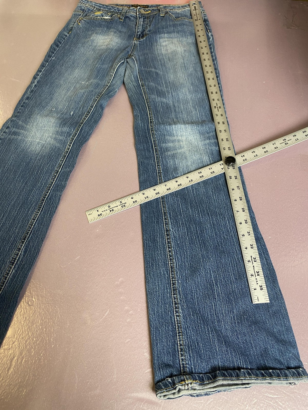 Rocawear Jeans Juniors 11 Blue Bootcut Mid Rise Studded Stretch Denim Pants