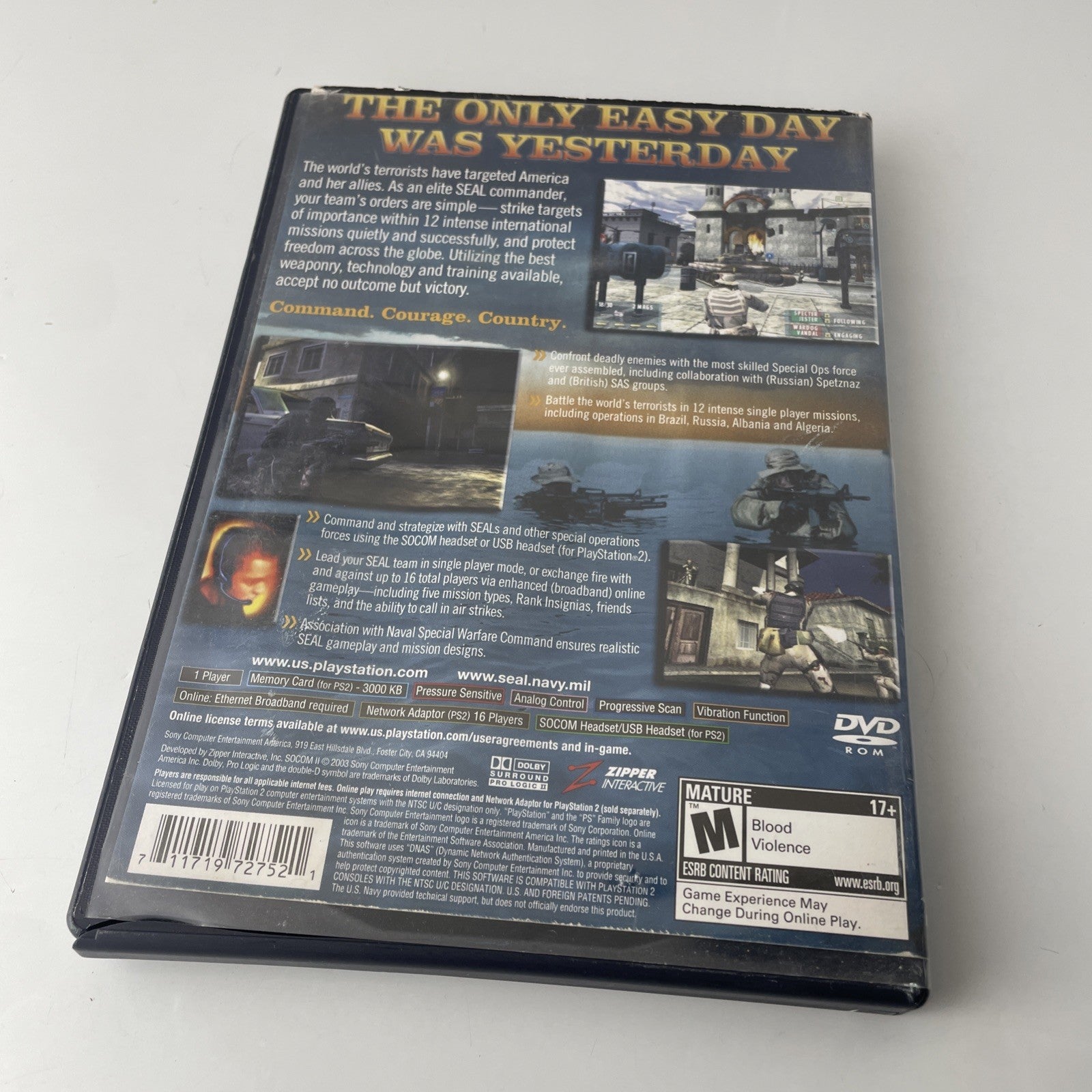 PS2 SOCOM: U.S. Navy SEALs (Sony PlayStation 2, 2002) TESTED & WORKING