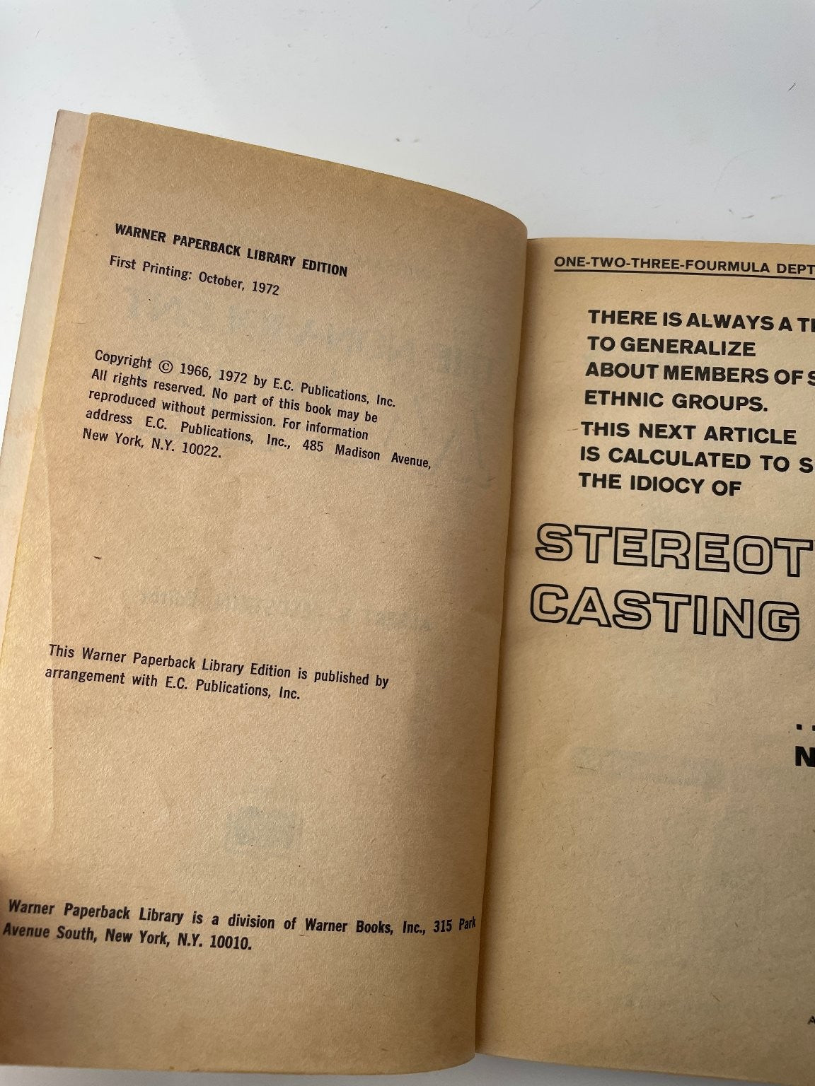 The Non-Violent Mad William M. Gaines 1972 First Printing Warner