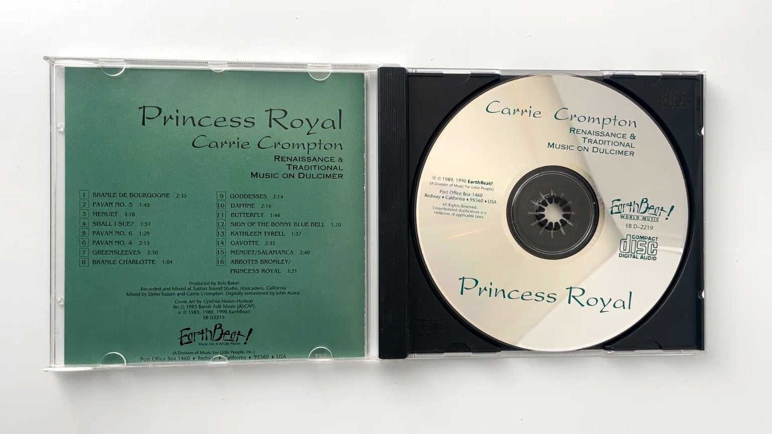 Carrie Crompton - Princess Royal CD 1990 Renaissance Traditional EarthBeat