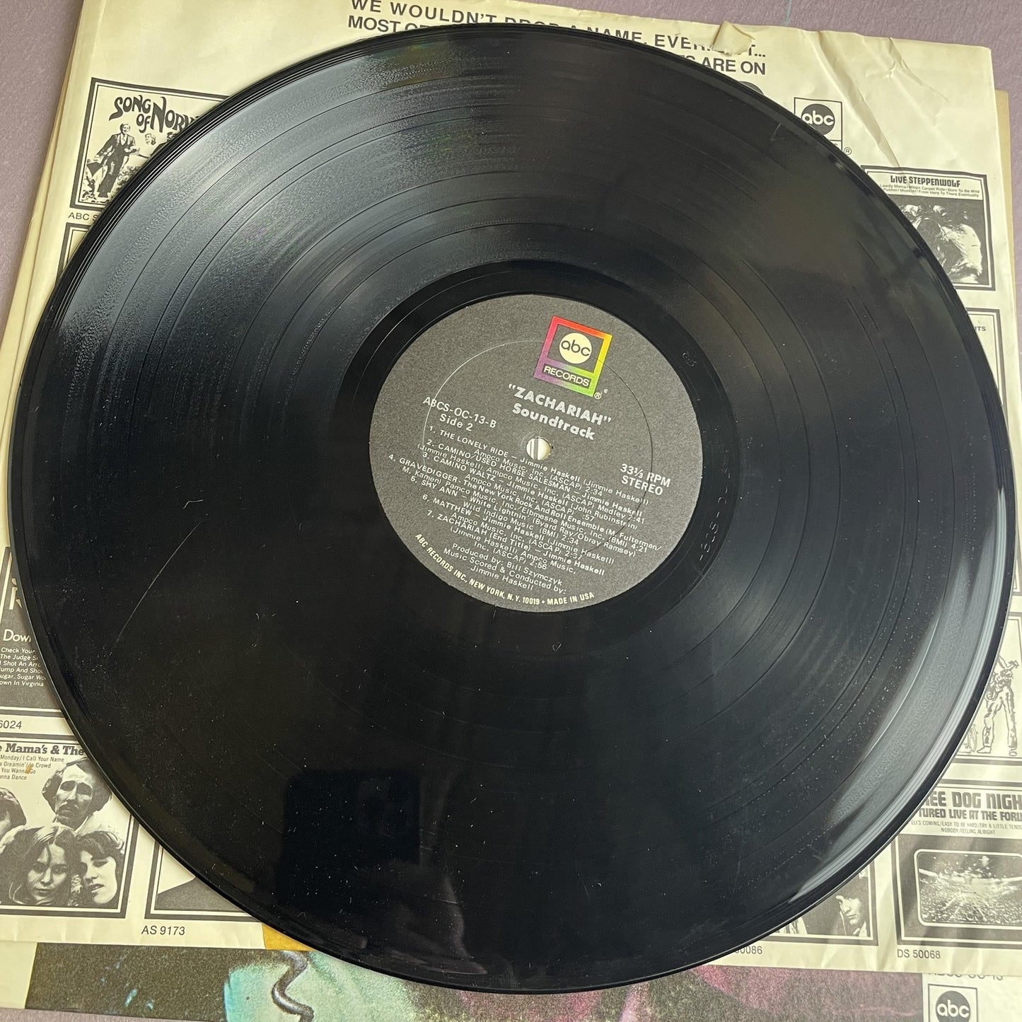 Vintage Zachariah Original Motion Picture Soundtrack 12" Black Vinyl LP 1971 ABC