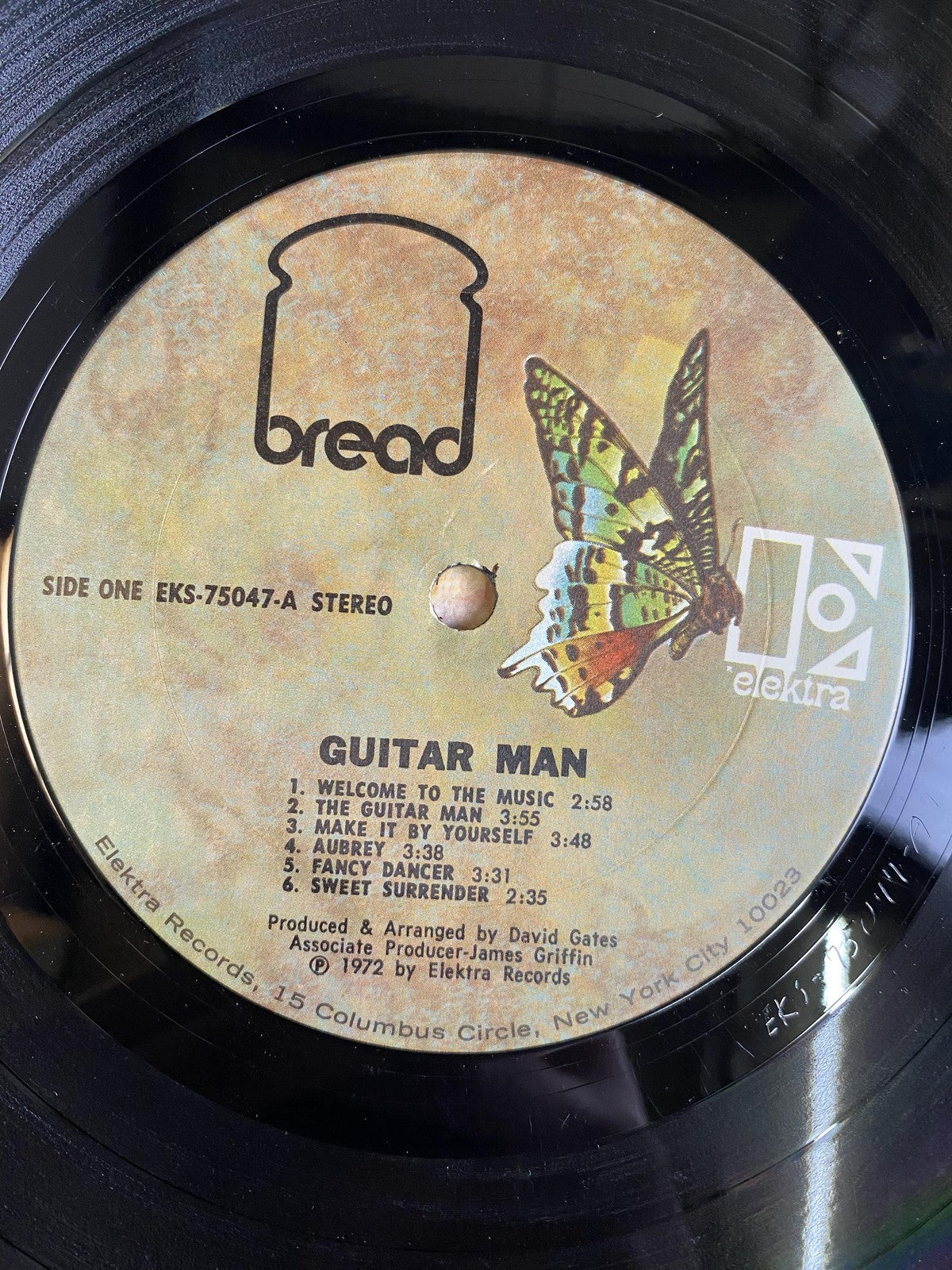 Vintage Bread Guitar Man 12" Black Vinyl LP 1972 Elektra Soft Rock Pop Album