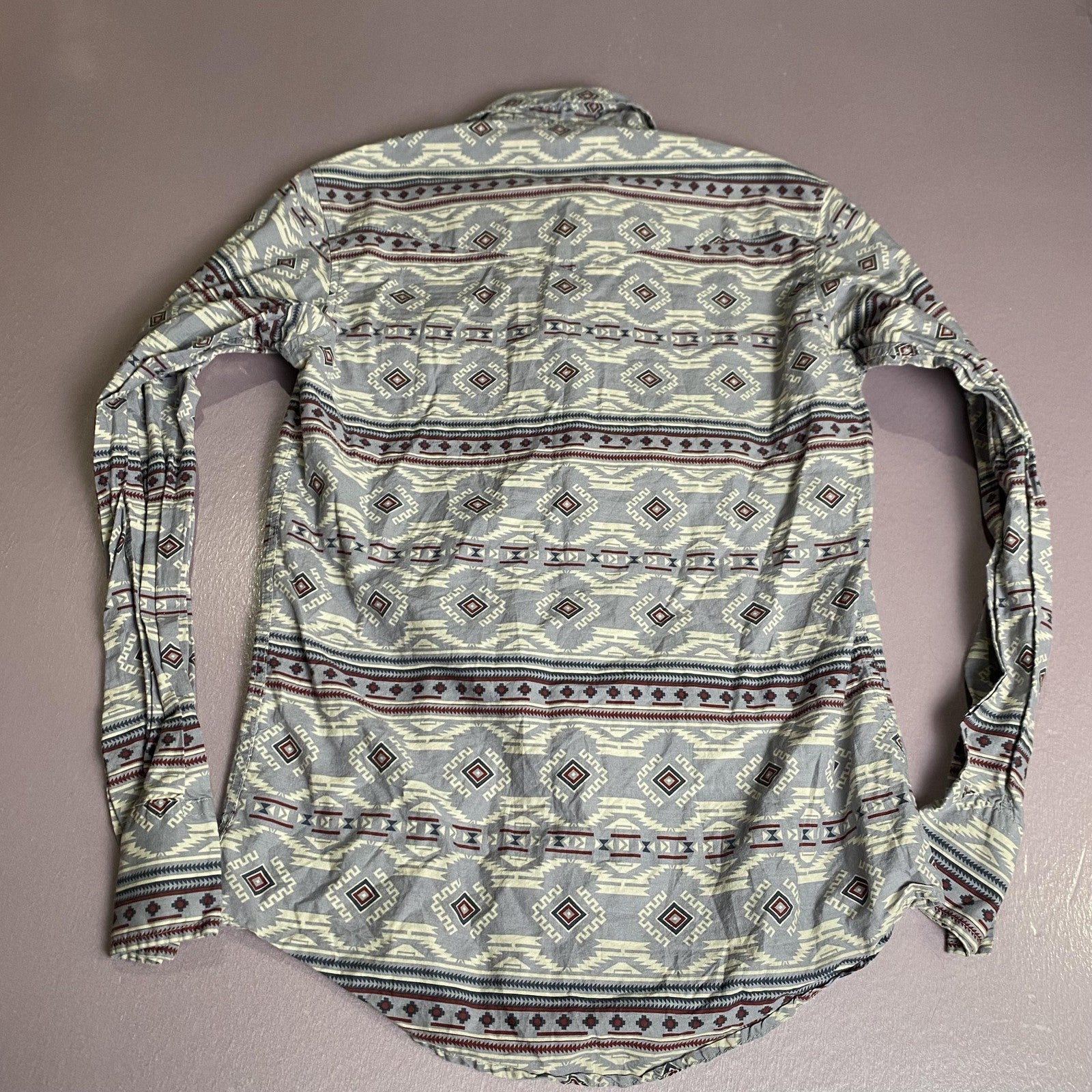 Roper Shirt Mens Small Western Pearl Snap Aztec Southwest Pattern Long Sleeve