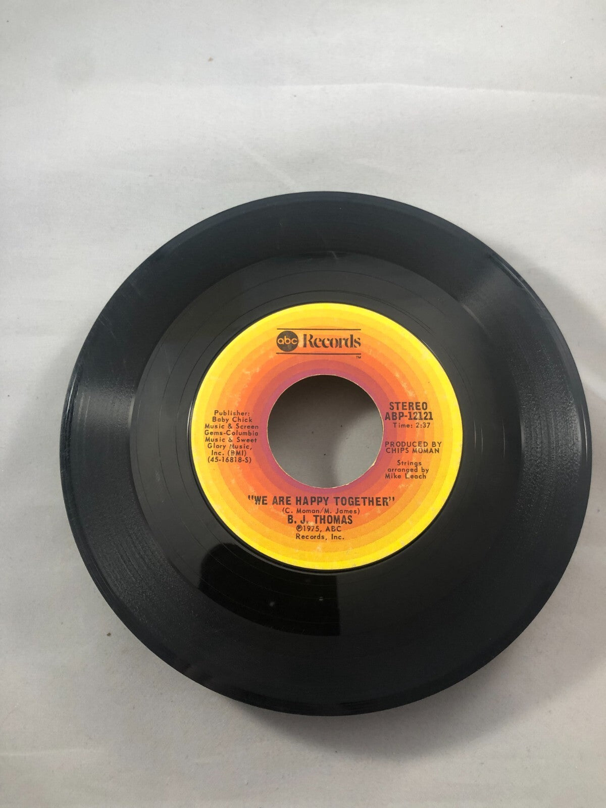 B.J Thomas 45 Help Me Make It To My Rocking Chair / We Are Happy Together G