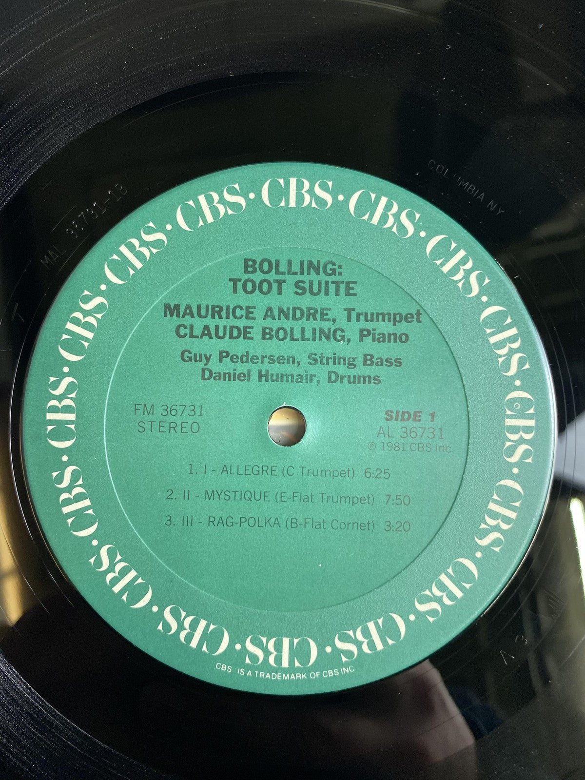 Vintage Maurice André Claude Bolling Toot Suite 12" Black Vinyl LP CBS Jazz