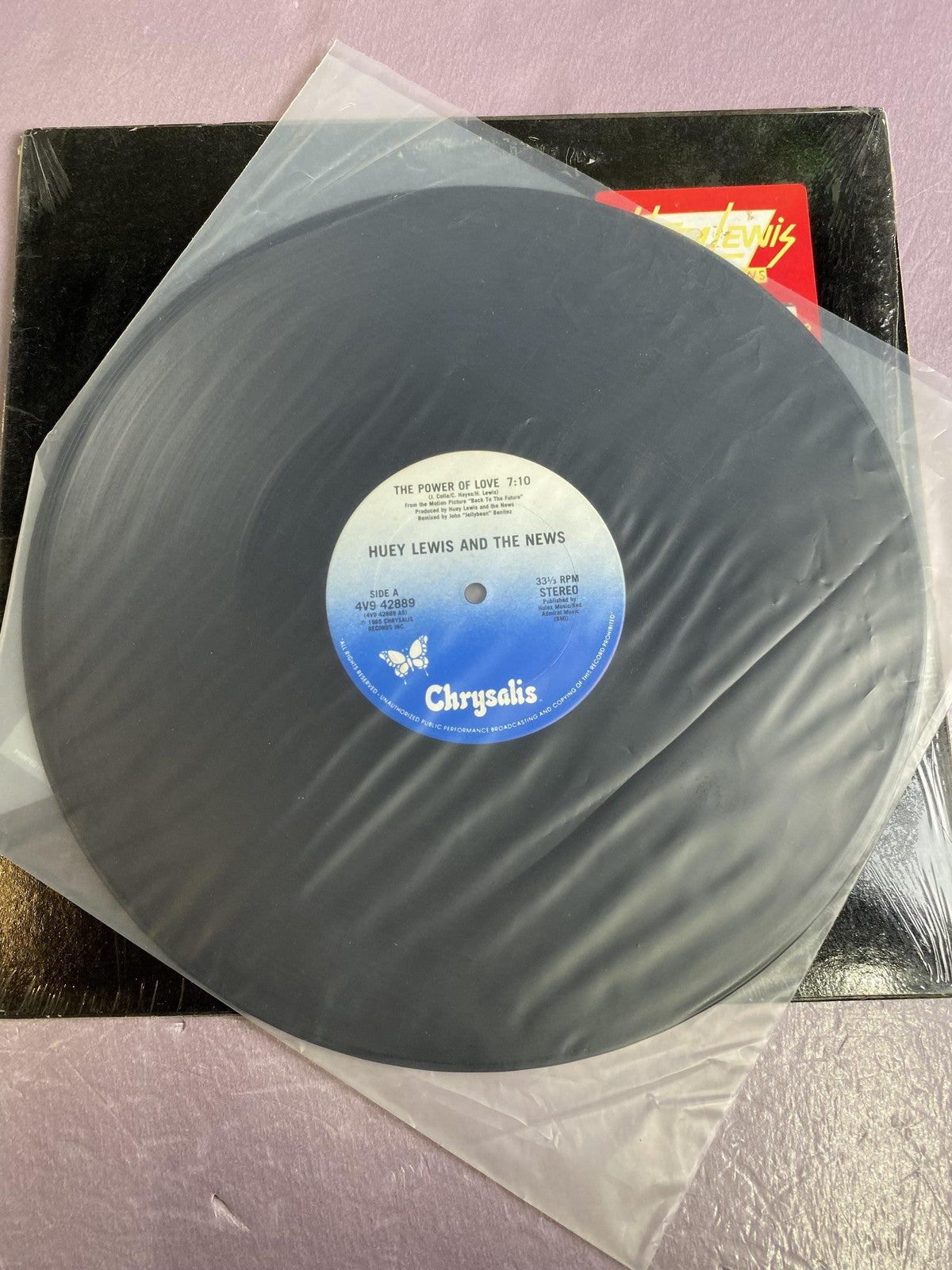 Vintage Huey Lewis & The News Power Of Love 12" Vinyl Chrysalis Rock OST