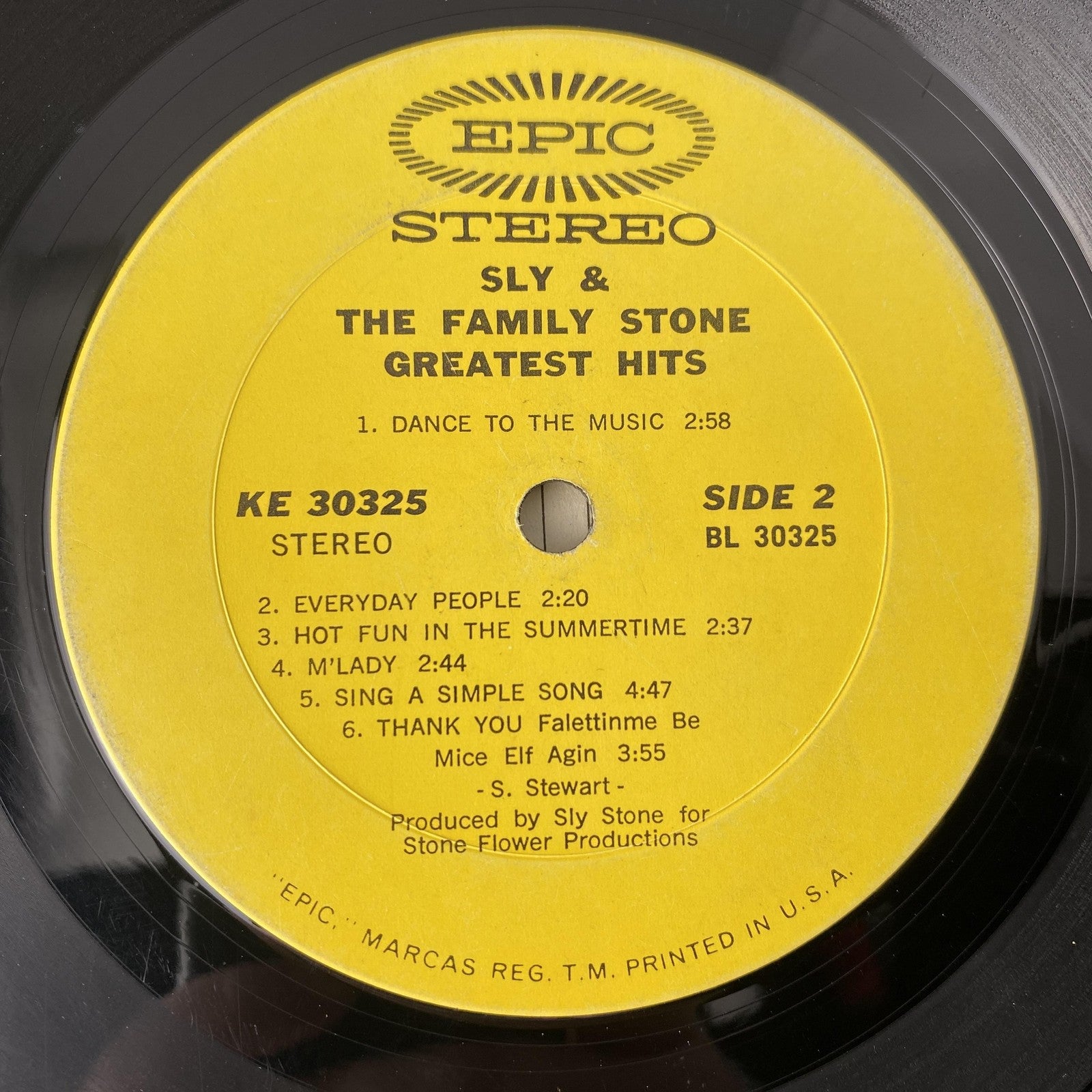 Vintage Sly & The Family Stone Greatest Hits 12" Black Vinyl LP 1970 Epic Funk