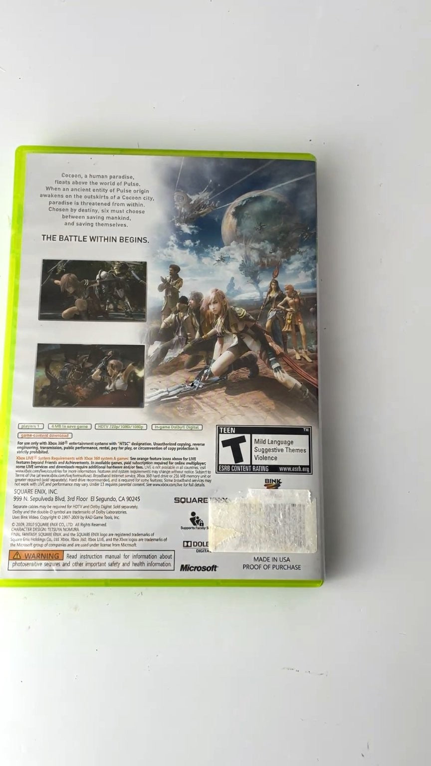 Final Fantasy XIII Xbox 360 Video Game 3-Disc Set Multiplayer