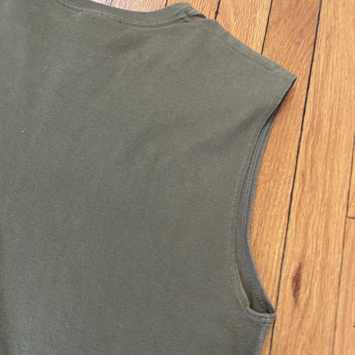 USA Shirt Mens Medium Olive Green Military Sleeveless Muscle Tank Tee Patriotic