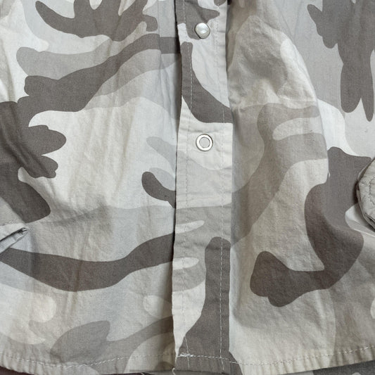 Ditch Plains Shirt Mens Large Gray Camo Snap Front Long Sleeve Cotton Pockets