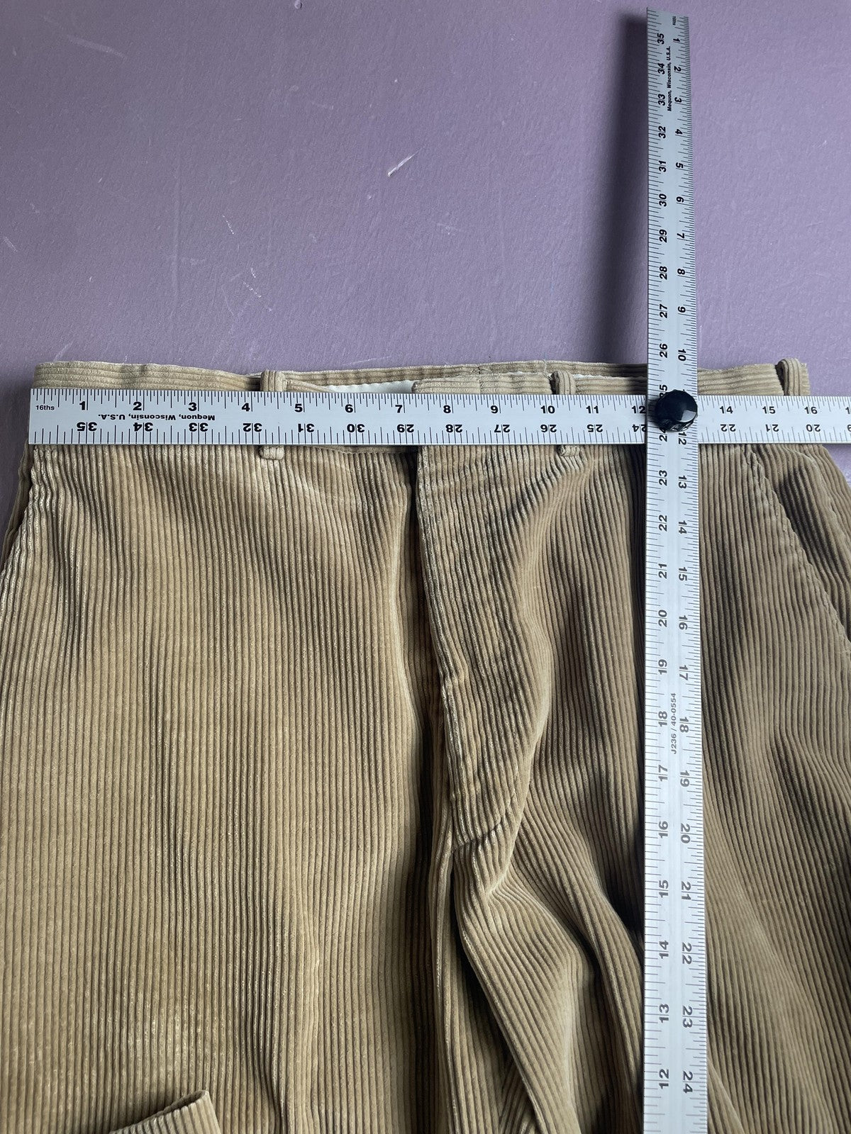 The Fox Collection Pants Mens 33x30 Beige Corduroy Chino Straight Leg Trousers