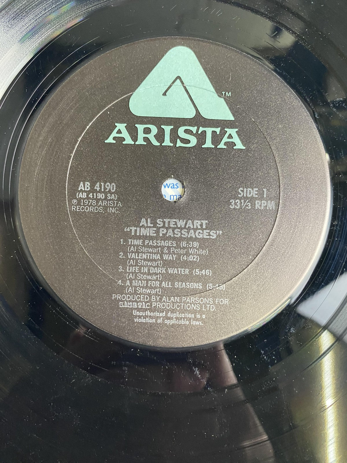 Vintage Al Stewart Time Passages 12" Vinyl LP 1978 Arista Soft Rock Album Pop