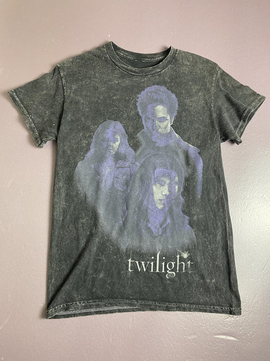 Twilight Shirt Womens Medium Black Acid Wash Movie Graphic Crewneck Tee Vampire